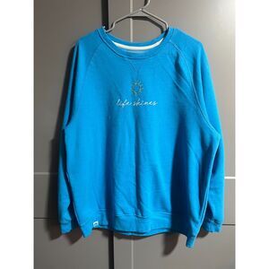 3OA Women Crewneck Pullover Sweatshirt Recycled Bottles Blue XL Eco Friendly